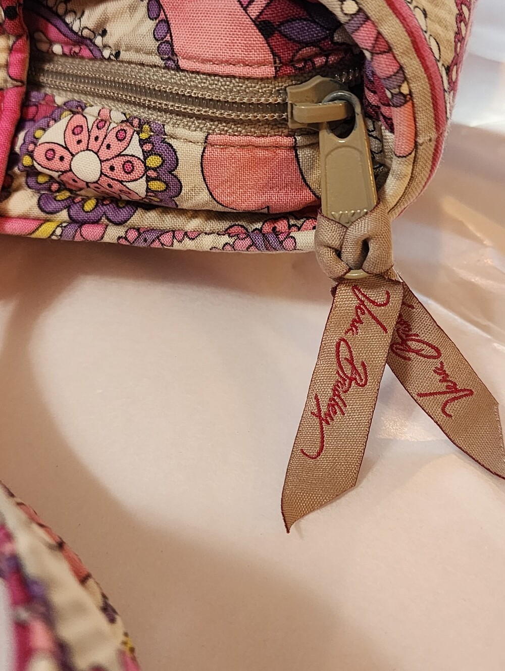 Vera Bradley Quilted Tote Shoulder Bag – Pink Paisley Floral Pattern 14" Wide - Picture 9 of 15